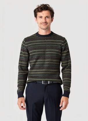 Pull tissage jacquard manches longues noir BLEND homme