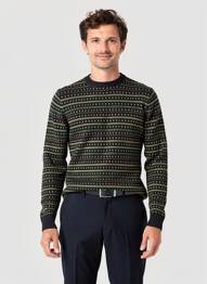 Pull tissage jacquard manches longues noir BLEND homme