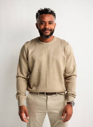 Pull stretch manches longues marron BLEND homme