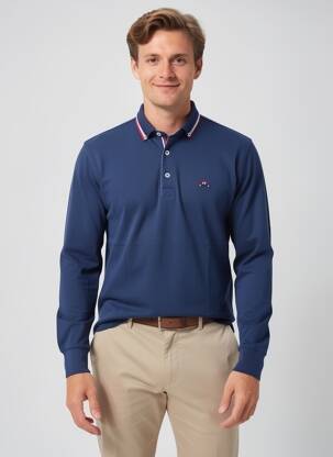 Polo manches longues manches longues bleu THE SURFCAR homme
