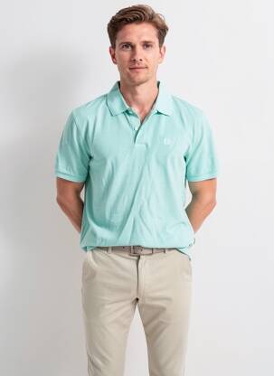 Polo stretch manches courtes bleu ECOALF homme