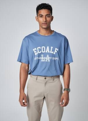 T-shirt coupe cintrée manches courtes bleu ECOALF homme