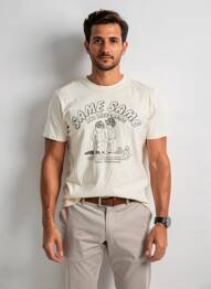 T-shirt coupe cintrée manches courtes beige SKULLS MACHINE homme