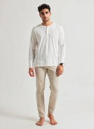 T-shirt col tunisien manches longues beige FREEMAN T.PORTER homme