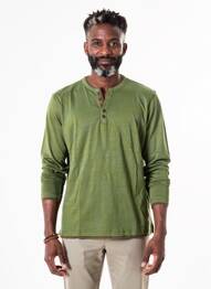 T-shirt col tunisien manches longues vert BLEND homme