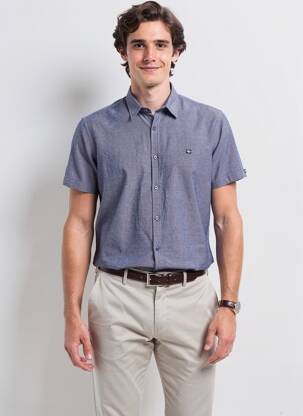 Chemise manches courtes coupe cintrée bleu PETROL INDUSTRIES homme
