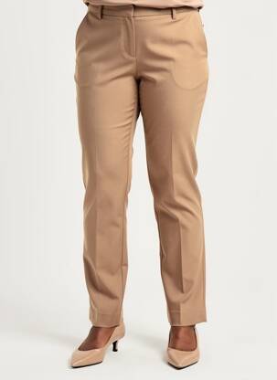 Pantalon slim tissage popeline taille normale marron BRANDTEX femme