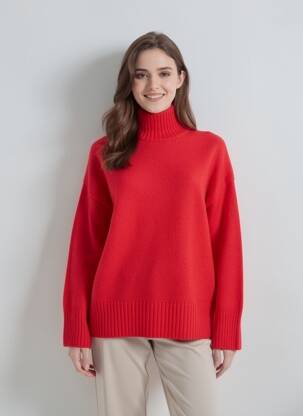 Pull coupe cintrée manches longues rouge B.YOUNG femme