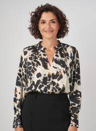 Blouse poignets boutonnés avec fente manches longues beige BRANDTEX femme