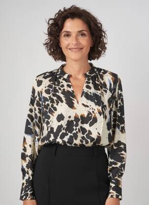 Blouse poignets boutonnés avec fente manches longues beige BRANDTEX femme