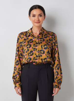 Chemisier tissage crêpe manches longues jaune LOLA ESPELETA femme