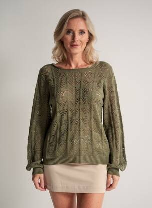Pull col bateau manches longues vert JULIE GUERLANDE femme