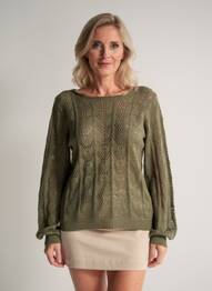 Pull col bateau manches longues vert JULIE GUERLANDE femme