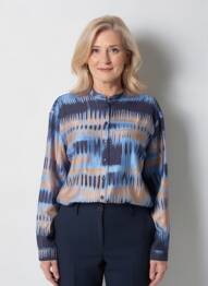 Chemisier tissage crêpe manches longues bleu BRANDTEX femme