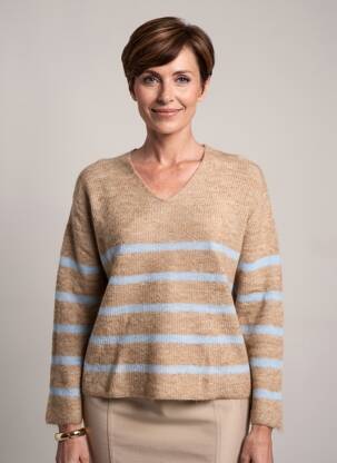 Pull stretch manches longues marron BRANDTEX femme