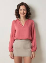 Blouse manches longues manches longues rose TBS femme
