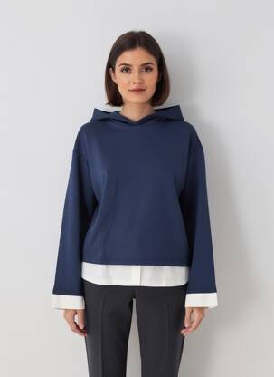 Sweat-shirt à capuche stretch manches longues bleu B.YOUNG femme