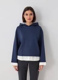 Sweat-shirt à capuche stretch manches longues bleu B.YOUNG femme