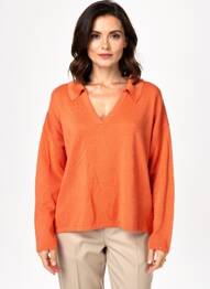 Pull coupe cintrée manches longues orange LOLA ESPELETA femme