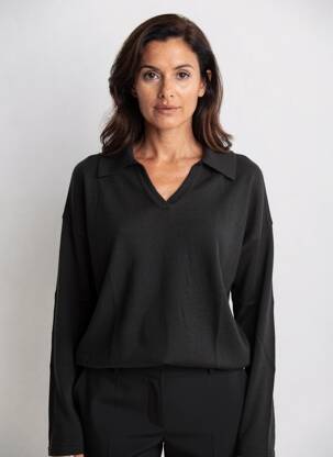 Pull coupe cintrée manches longues noir LOLA ESPELETA femme