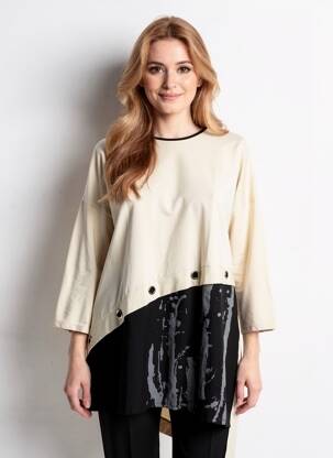 Tunique manches longues col rond beige OTTANTOTTO femme
