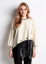 Tunique manches longues col rond beige OTTANTOTTO femme