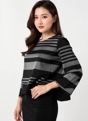 Pull coupe droite manches longues noir OTTANTOTTO femme