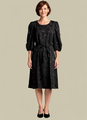 Robe mi-longue manches 3/4 manches 3/4 noir JULIE GUERLANDE femme