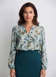 Blouse imprimé fantaisie manches longues vert TBS femme