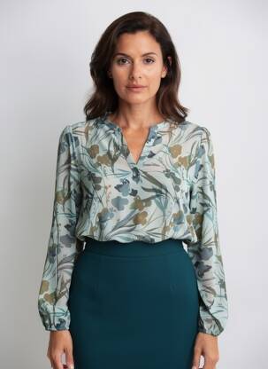 Blouse imprimé fantaisie manches longues vert TBS femme
