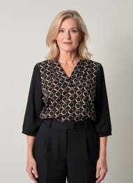 Top tissage crêpe manches 3/4 noir QUATRE VINGT JOURS femme