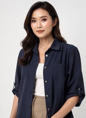 Veste casual coupe droite bleu GRIFFON femme
