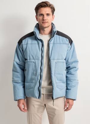 Doudoune manches longues sans capuche bleu JOTT X DENHAM homme