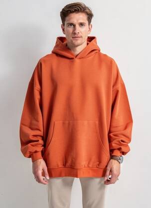 Sweat-shirt à capuche manches longues manches longues orange AMERICAN VINTAGE homme