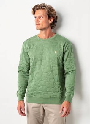 Pull col rond manches longues vert FAGUO homme
