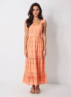 Robe longue sans manche sans manche orange STELLA & SUZIE femme