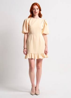 Robe courte manches courtes manches courtes beige NASTY GAL femme
