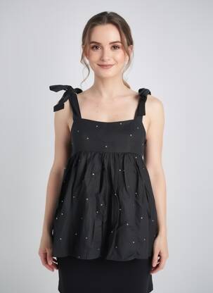 Tunique sans manche sans manche noir FLOLOVE femme