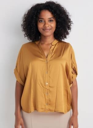 Chemisier coupe fluide manches courtes or PAKO LITTO femme