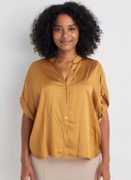 Chemisier coupe fluide manches courtes or PAKO LITTO femme