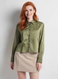 Chemisier coupe droite manches longues vert FREEMAN T.PORTER femme