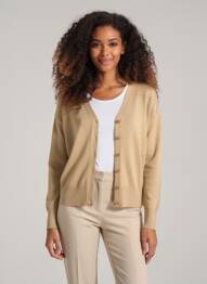 Gilet manches longues fermeture boutonnée sur le devant beige FREEMAN T.PORTER femme