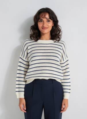 Pull coupe droite manches longues bleu PAKO LITTO femme