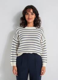Pull col rond manches longues bleu PAKO LITTO femme