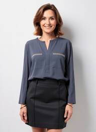 Blouse manches longues manches longues bleu RABE femme