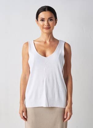 Top coupe fluide fines bretelles blanc STUDIO PARISIEN femme