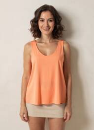 Top coupe fluide fines bretelles orange GENUINE femme