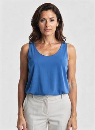 Top coupe fluide fines bretelles bleu GENUINE femme