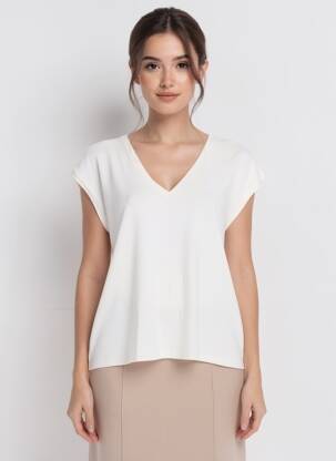 Top coupe fluide manches courtes blanc GRACE & MILA femme