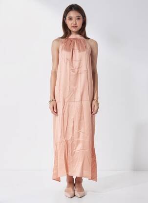 Robe longue sans manche sans manche rose GRACE & MILA femme
